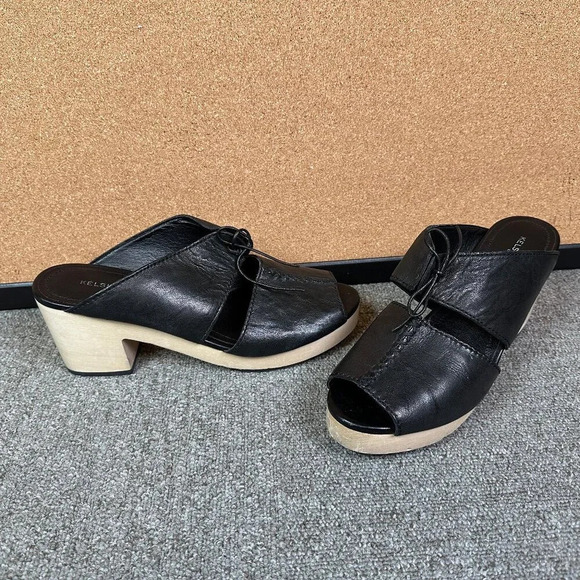 Kelsi Dagger Brooklyn Women's Leather Clog Wood Platform Heeled Sandal 9.5 - Picture 1 of 7
